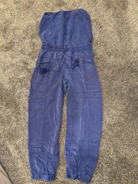 Blue strapless jumpsuit